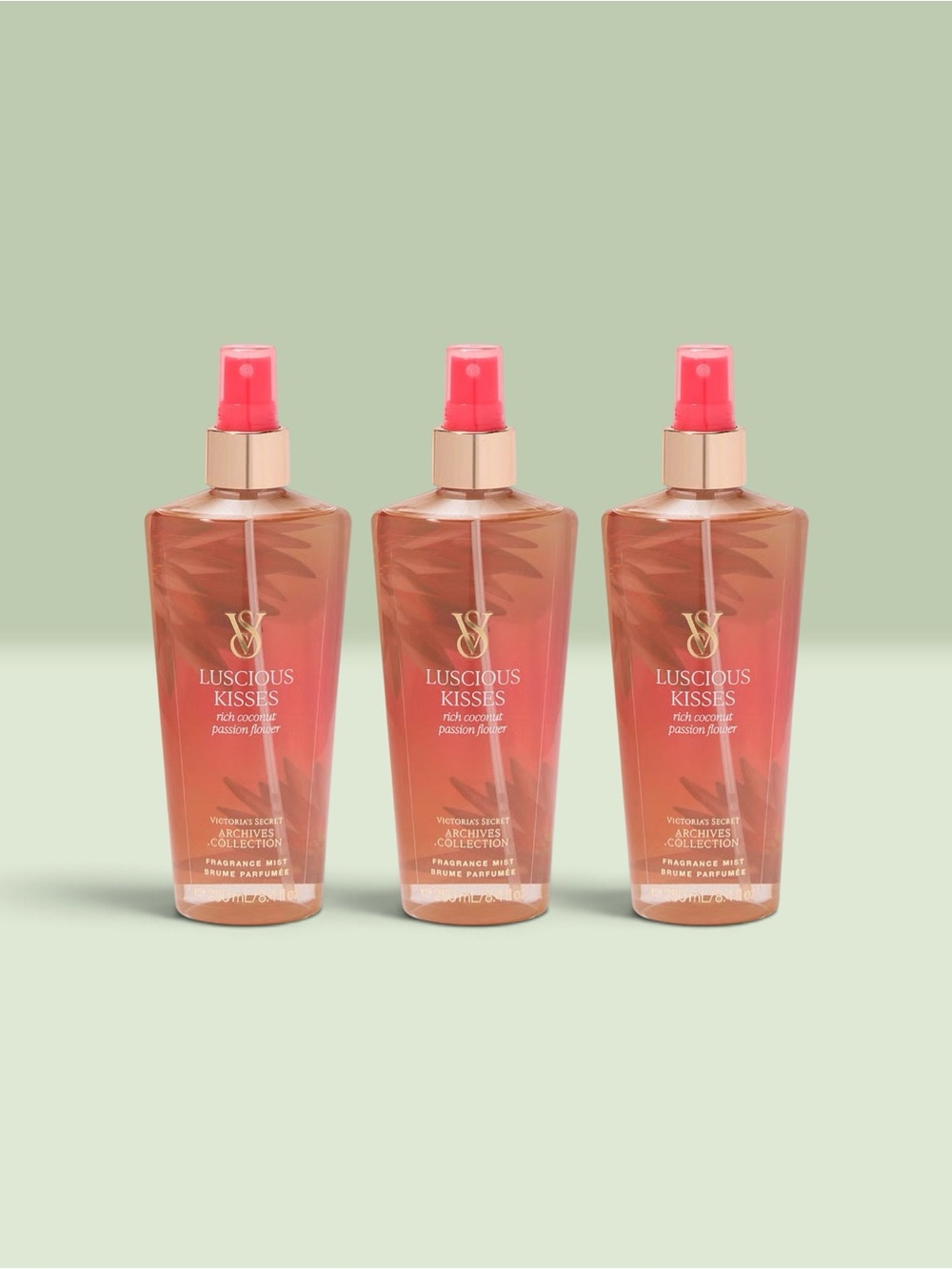 Victoria's Secret LUSCIOUS KISSES Fragrance Mist ~ 8.4 fl.oz. ( Lot of 3 )